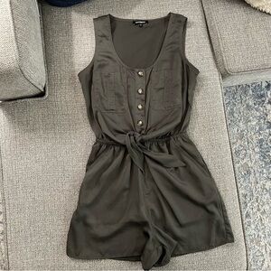 EXPRESS Olive Green Romper with Front Tie